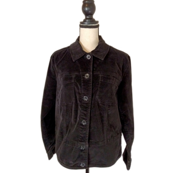 Vintage ::Fashion Bug Black Velvet Button Down Women's Long Sleeve Jacket Size S - Picture 3 of 9